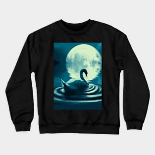 Swan in the Full Moon Crewneck Sweatshirt